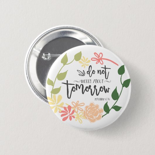 Bibelverse Niedliche Blume Handschrift Button (Vorne & Hinten)
