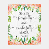 Bibelverse Peach Floral Fleece Blanket (Vorderseite)