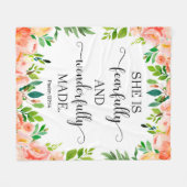 Bibelverse Peach Floral Fleece Blanket (Vorderseite (Horizontal))