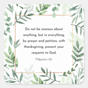 Bibelverse, Philippianer 4:6 Quadratischer Aufkleber