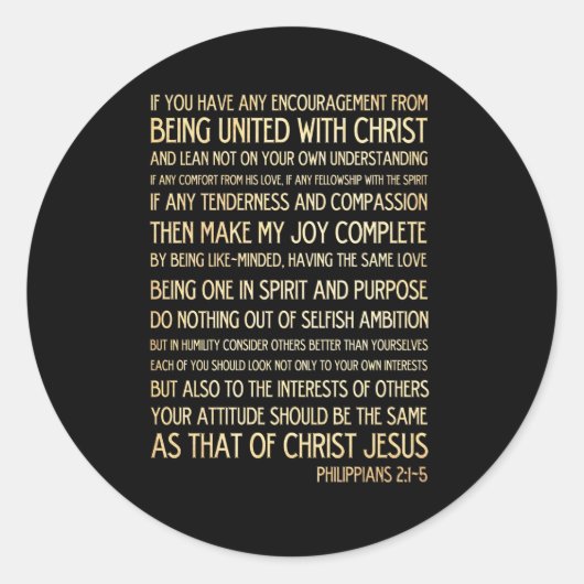 Bibelverse - Philippinen 2:1-5 Runder Aufkleber (Vorderseite)