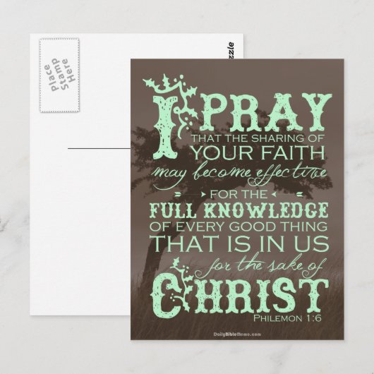 Bibelverse Post Card - Philemon 1:6 Postkarte (Vorne/Hinten)