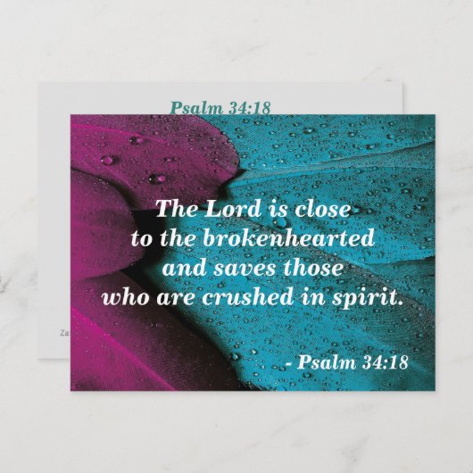 Bibelverse Postkarte Psalm 34:18 Brokenherzted (Vorne/Hinten)