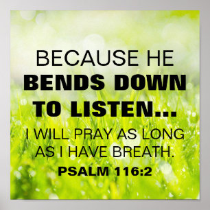 Bibelverse Psalm 116:2 Poster