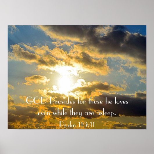 Bibelverse Psalm 119:11 Sonnenuntergang-Poster Poster (Vorne)