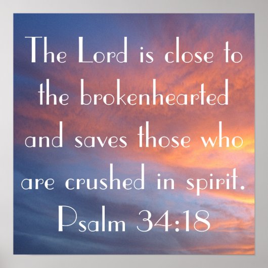 Bibelverse Psalm 34:18 Sonnenuntergang Poster (Vorne)