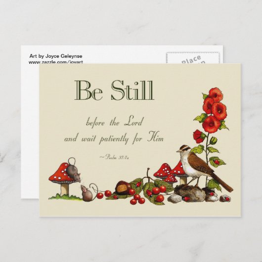 Bibelverse: Psalm 37: Sei noch: Warte geduldig Postkarte (Vorne/Hinten)