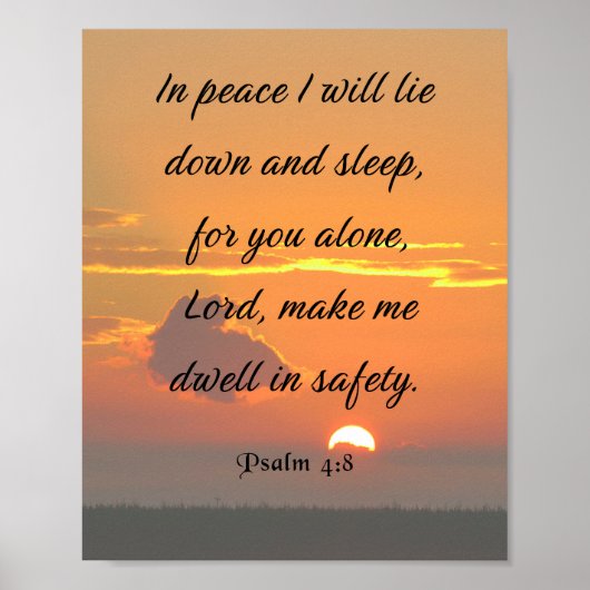 Bibelverse, Psalm 4:8 Poster (Vorne)