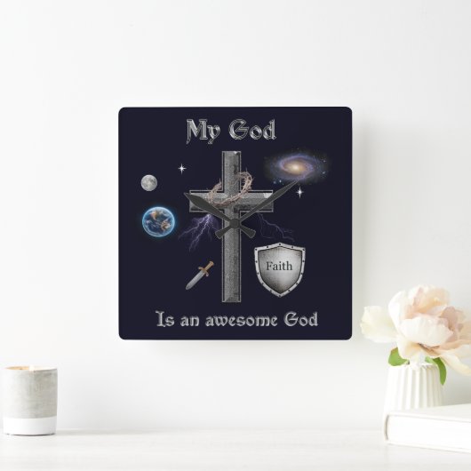 Bibelverse Quadratische Wanduhr (Zuhause)