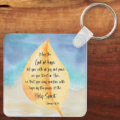 Bibelverse Römer Gelbblauer Schlüsselanhänger (Rückseite)