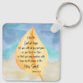 Bibelverse Römer Gelbblauer Schlüsselanhänger (Rückseite)