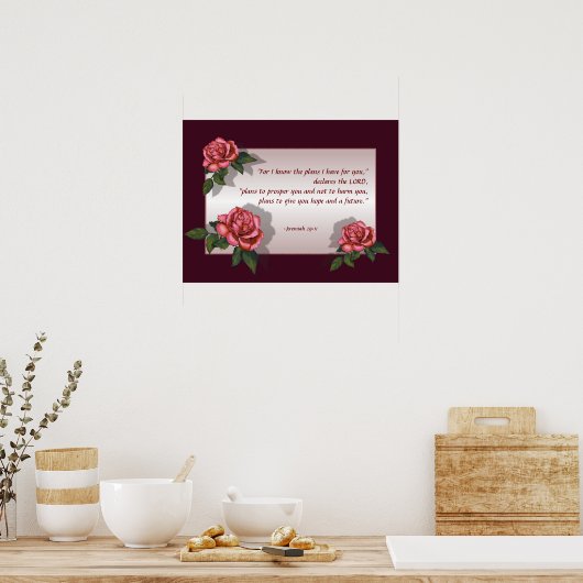 Bibelverse: Rosen pink: Jeremiah 29:11: Kunst Poster (Küche)