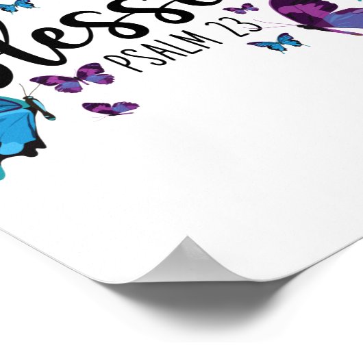 Bibelverse Selig Psalm 23 Schmetterling Poster (Ecke)