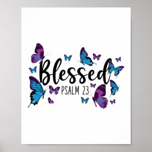 Bibelverse Selig Psalm 23 Schmetterling Poster