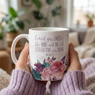 Bibelverse Typografie auf der Marble-Blume Kaffeetasse