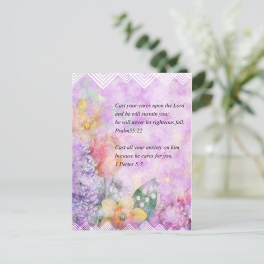 Bibelverse und Blume Postkarte (Stehend Vorderseite)