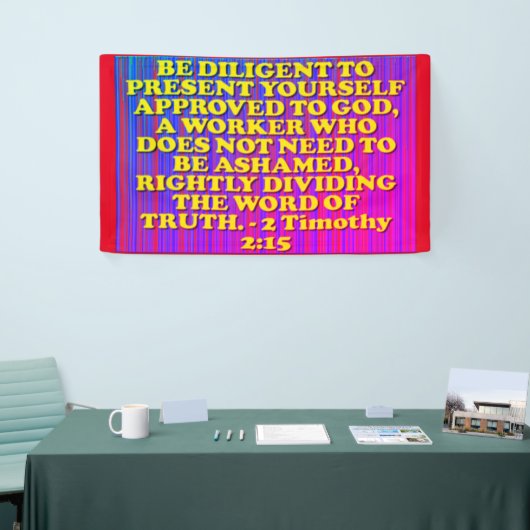 Bibelverse vom 2. Timothy 2:15. Banner (Messeveranstaltung)