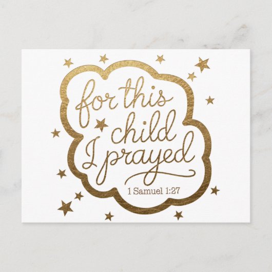 Bibelverse von 1 Samuel 1:27 Ankündigungspostkarte (Vorderseite)