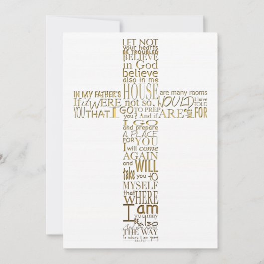 Bibelverse von John 14 Golden Memorial Service Einladung (Vorderseite)