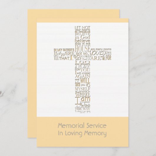 Bibelverse von John 14 Memorial Service 11 Einladung (Vorne/Hinten)