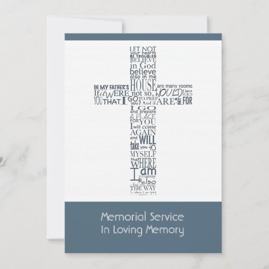 Bibelverse von John 14 Memorial Service 7 Einladung (Vorderseite)