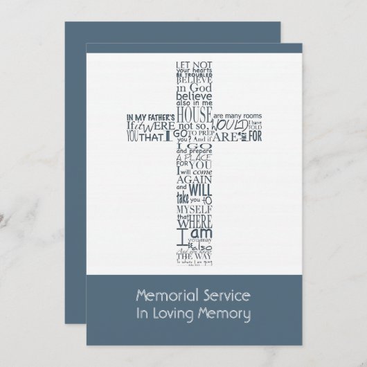 Bibelverse von John 14 Memorial Service 7 Einladung (Vorne/Hinten)