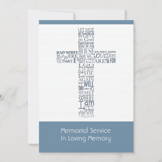 Bibelverse von John 14 Memorial Service 8 Einladung (Vorderseite)
