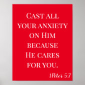 Bibelverse zerren Ihre Angst rot und weiß Poster (Vorne)