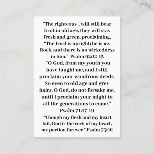 Bibelversen für Senioren Visitenkarte (Rückseite)