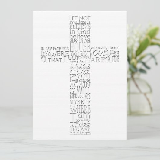 Bibelversen von John 14 Memorial Service Einladung (Stehend Vorderseite)