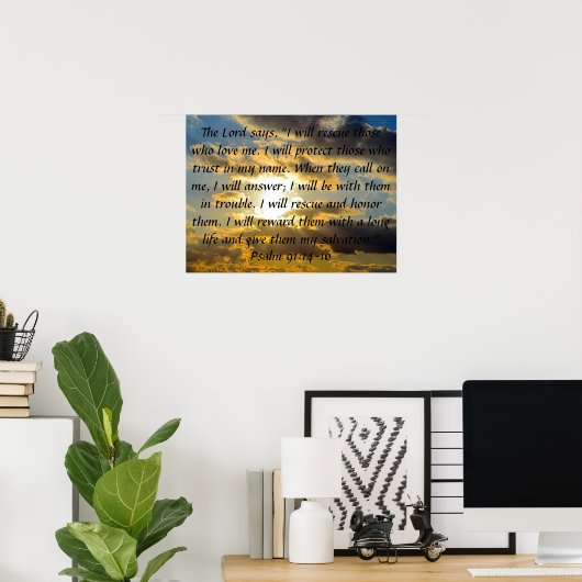 Bibelversum Psalm 91:14-16 Poster (Heimbüro)