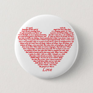 Bibelzitat 1. Korinther 13 Liebe Herz Wortkunst Button