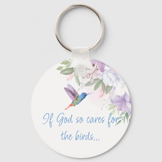 Bibelzitat Blumen Kolibri Vogel Schlüsselanhänger (Vorderseite)
