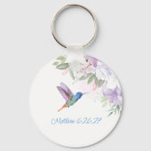 Bibelzitat Blumen Kolibri Vogel Schlüsselanhänger (Rückseite)