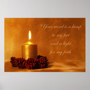 Bibelzitat mit Weihnachtskerze Poster