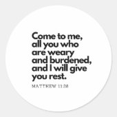 Bibelzitate: Kommen Sie zu mir Runder Aufkleber (Vorderseite)