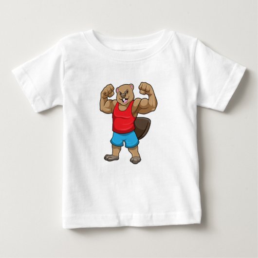 Biber als Bodybuilder mit großen Oberarmen Baby T-shirt (Vorderseite)