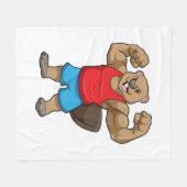 Biber als Bodybuilder mit großen Oberarmen Fleecedecke (Vorderseite (Horizontal))