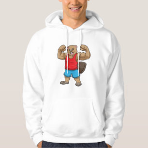 Biber als Bodybuilder mit großen Oberarmen Hoodie