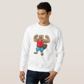 Biber als Bodybuilder mit großen Oberarmen Sweatshirt (Vorne ganz)