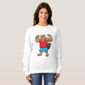 Biber als Bodybuilder mit großen Oberarmen Sweatshirt (Vorne ganz)