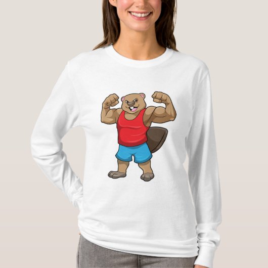 Biber als Bodybuilder mit großen Oberarmen T-Shirt (Vorderseite)