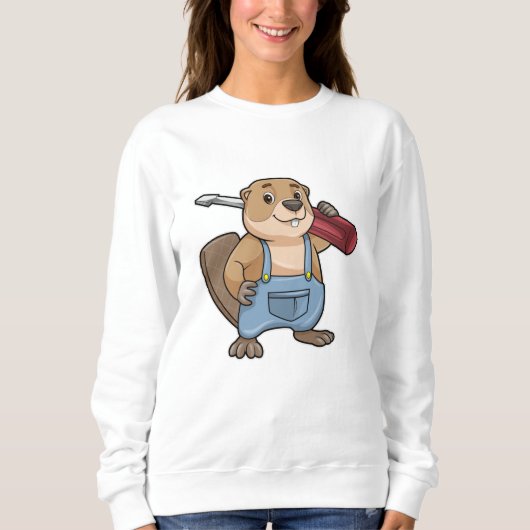 Biber als Handwerker mit Schraubendreher Sweatshirt (Vorderseite)