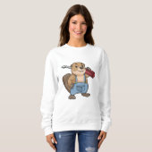 Biber als Handwerker mit Schraubendreher Sweatshirt (Vorne ganz)