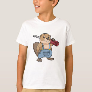 Biber als Handwerker mit Schraubendreher T-Shirt