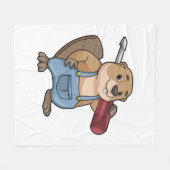 Biber als Handwerker mit Wrench Fleecedecke (Vorderseite (Horizontal))