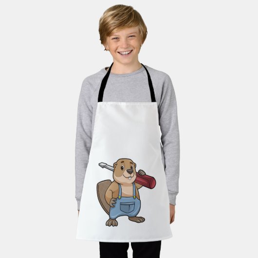 Biber als Handwerker mit Wrench Schürze (Getragen)