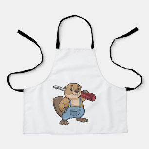 Biber als Handwerker mit Wrench Schürze