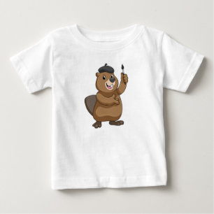 Biber als Maler mit Pinsel Baby T-shirt