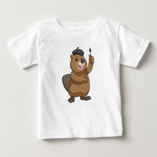 Biber als Maler mit Pinsel Baby T-shirt (Vorderseite)